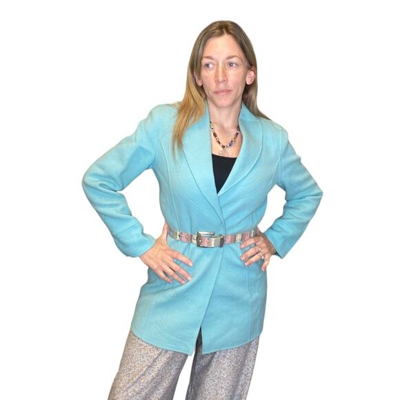 Vintage Blue Quilted Wool Jacket size 10 - Picture 1 of 10